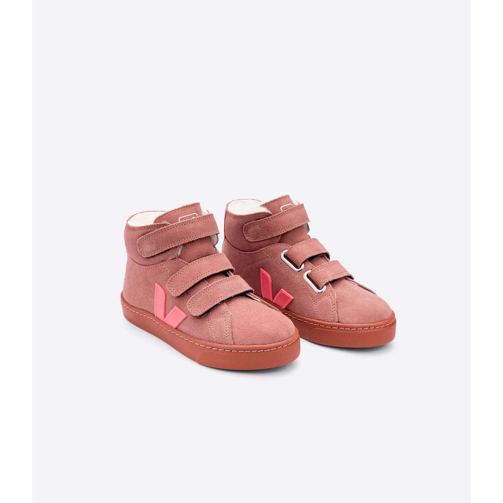 Red Kids' Veja ESPLAR MID FURED SUEDE High Tops | AU 699HAP